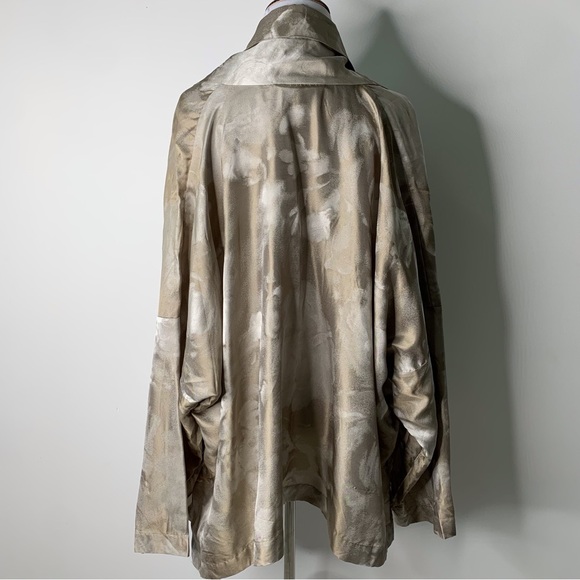 Eskandar Women's Tan Cream Silk Blend Open Front Jacket Blazer Size 1 - Picture 5 of 9